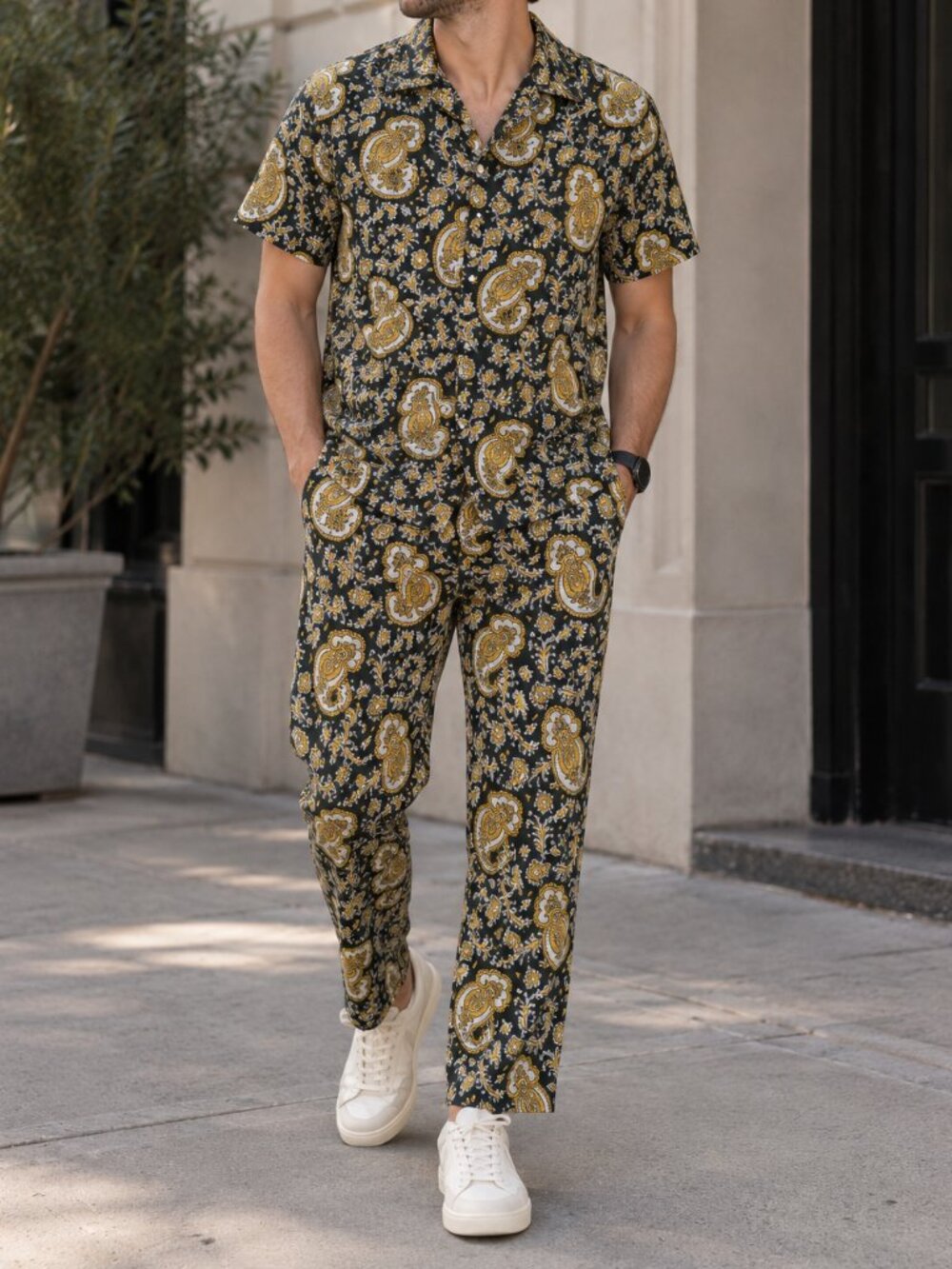 Saturdays NYC Paisley Shirt & Pants Set XL/L
